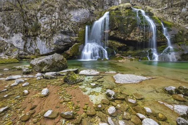 Водопад Вирье Slap Virje Триглавский Национальный Парк Словения — стоковое фото