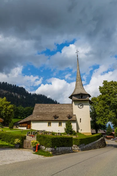 Kerk Gsteig Bei Gstaad District Obersimmental Saanen Administratieve District Bestuurlijke — Stockfoto
