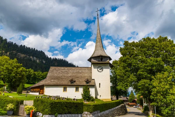 Kyrkan Gsteig Bei Gstaad Distriktet Obersimmental Saanen Administrativa Regionen Oberland — Stockfoto