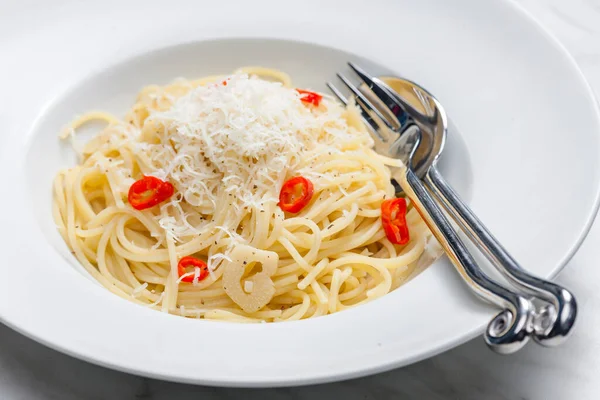 Stilleben För Spaghetti Aglio Olio — Stockfoto
