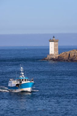 Le Conquet with Phare de Kermorvan, Brittany, Fransa