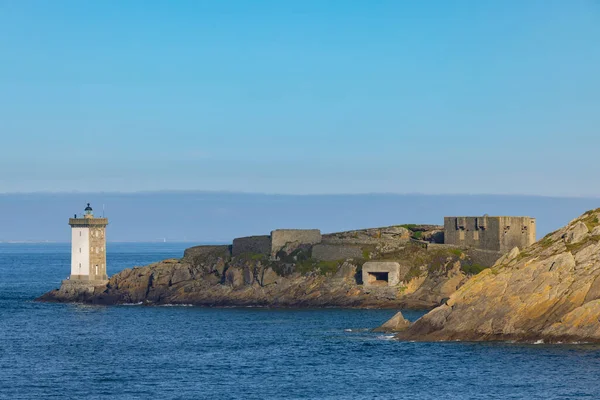 Conquet Phare Kermorvan Brittany France — стокове фото