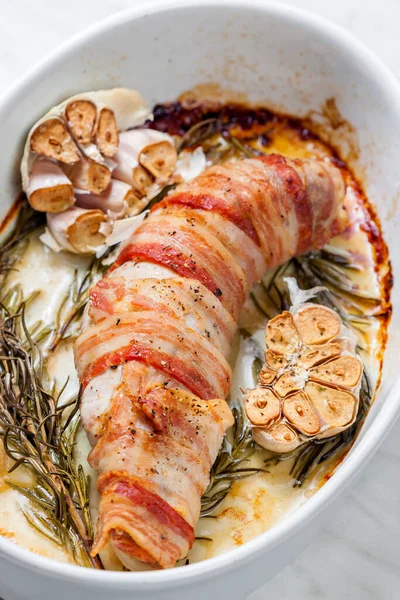 Pork Roll Wrapped Bacon — Stock Photo, Image