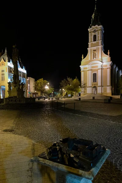 Night View Square Szekszard Hungary — Stock Photo, Image