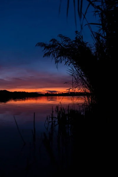 Sonnenuntergang Über Dem Teich Rezabinec Bei Pisek Südböhmen Tschechien — Stockfoto