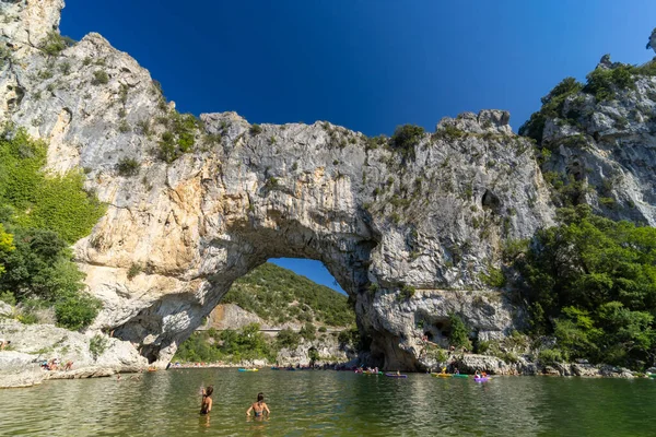 Pont Arc Stone Arch Ardeche River Auvergne Rhone Alpes France — Stock Photo, Image