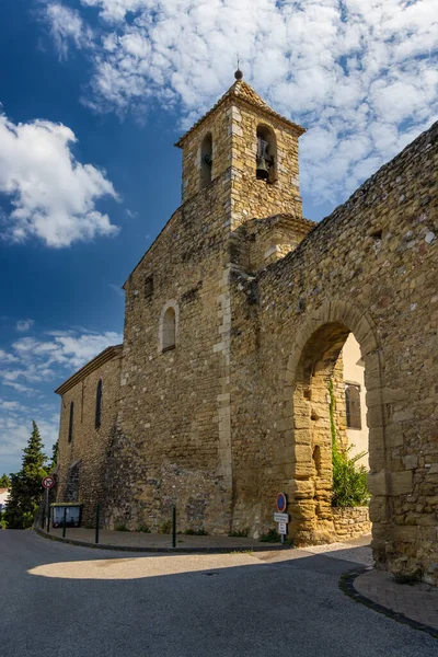 Kyrkan Och Gamla Stan Vacqueyras Departement Vaucluse Provence Frankrike — Stockfoto