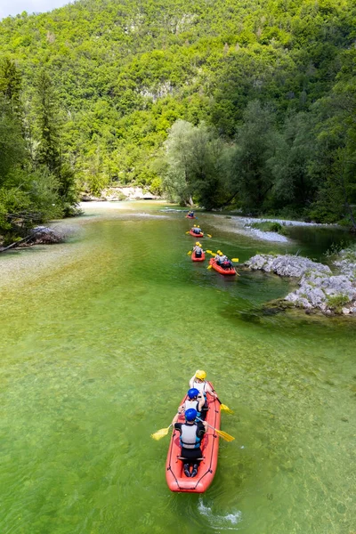 Rafting Sava Bohinjka Parku Narodowym Triglav Słowenia — Zdjęcie stockowe