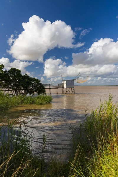 Παραδοσιακή Καλύβα Στον Ποταμό Gironde Bordeaux Aquitaine Γαλλία — Φωτογραφία Αρχείου