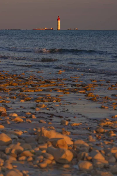 Phare Chauvea Près Ile Avec Des Bateaux Vers Rochelle Pays — Photo