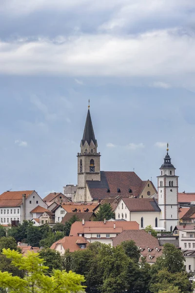 Kranj Stad Met Alpen Slovenië — Stockfoto