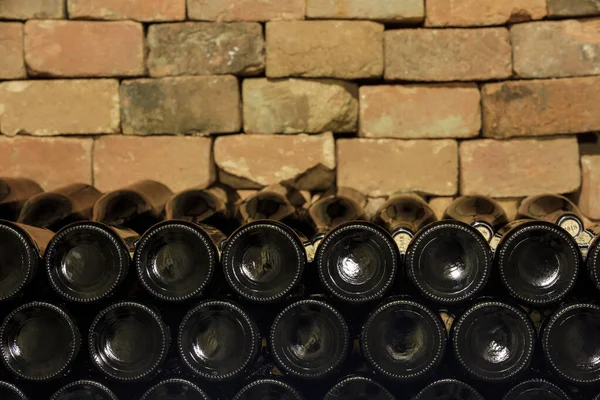 Superficie Des Bouteilles Vin Empilées Dans Cave Vin Moravie Sud — Photo