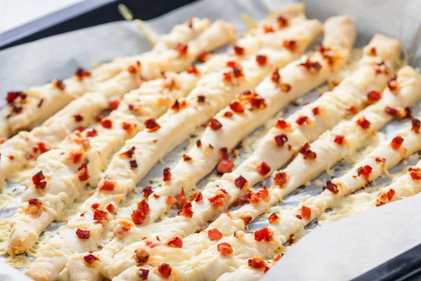 Palitos Crocantes Com Bacon Queijo — Fotografia de Stock