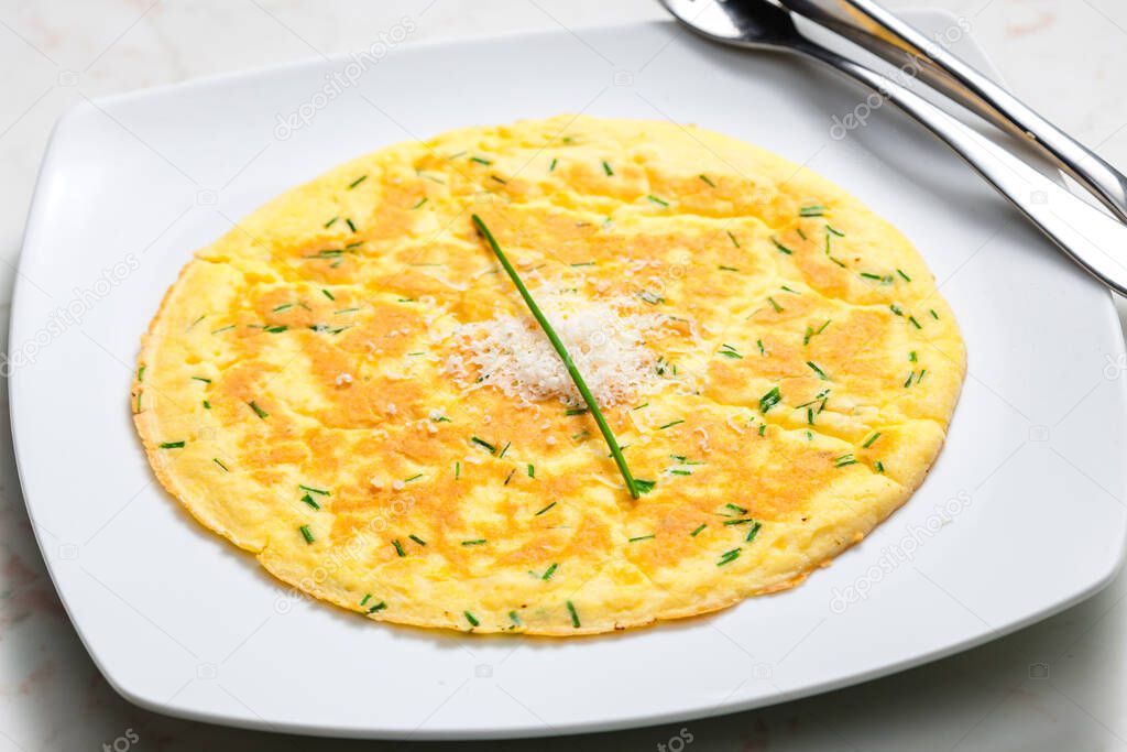 egg omelette with cheese and chive