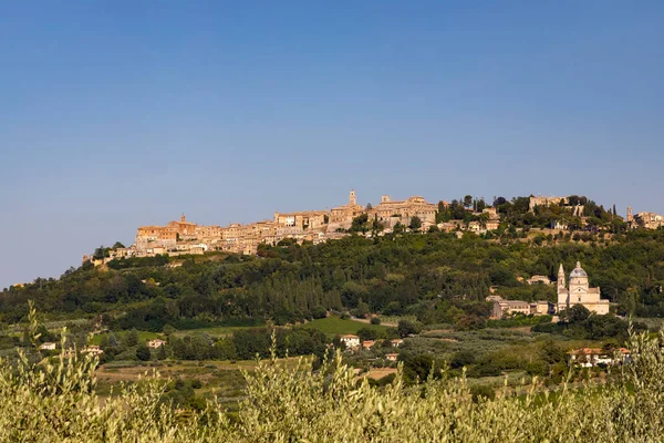 Kirche San Biagio Und Altstadt Montepulciano Toskana Italien — Stockfoto