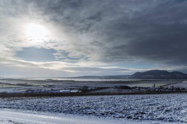 Palava altında kış manzarası Sonberk yakınlarında, Güney Moravya, Çek Cumhuriyeti