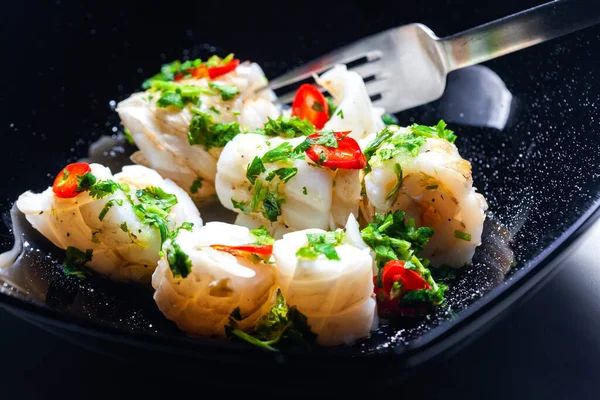 Marinated Sepia Parsley Chilli Pepper Filled Rice — Stock Photo, Image