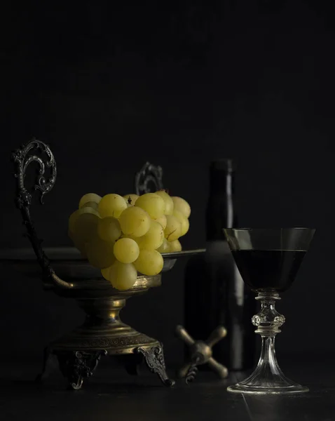 Raisin Blanc Dans Nature Morte Antique — Photo