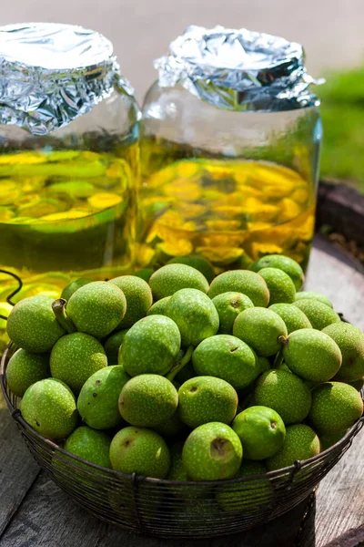 Still Life Walnut Liqueur — Stock Photo, Image