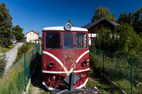 Smalspoorweg Jindrichuv Hradec Naar Nova Bystrice Station Nova Bystrice Tsjechië — Stockfoto