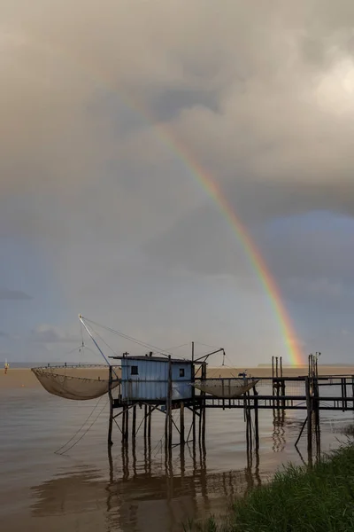 Cabana Pesca Tradicional Rio Gironde Bordéus Aquitânia França — Fotografia de Stock