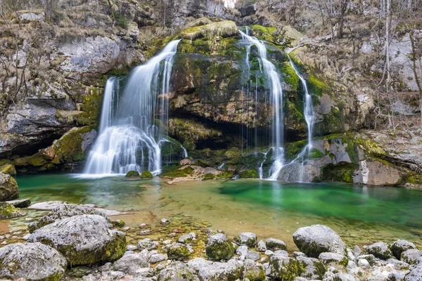 Водопад Вирье Slap Virje Триглавский Национальный Парк Словения — стоковое фото