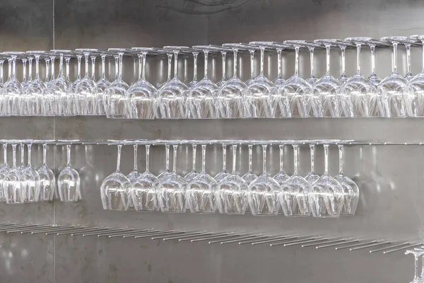 Wine Glasses Hanging Wall Wine Shop — Foto de Stock