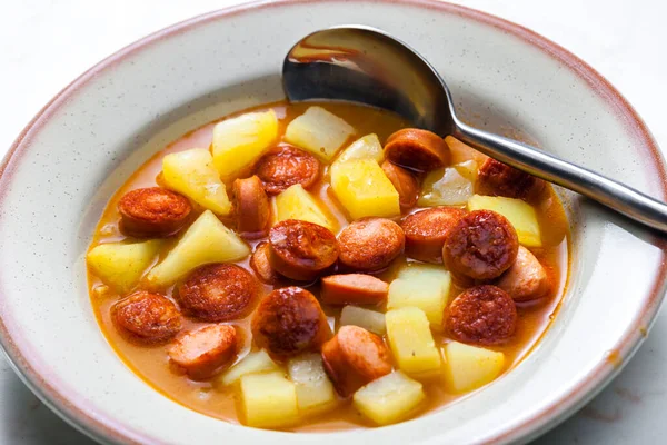 Sausage Goulash Soup Potatoes — Stock Photo, Image