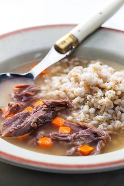 Bouillon Boeuf Aux Gruaux Carotte Orge — Photo