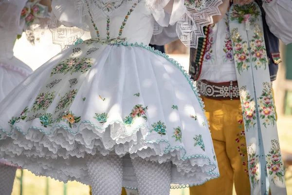 Detalhe Traje Popular Rakvice Morávia Sul República Checa — Fotografia de Stock