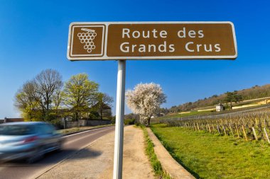 Beaune, Burgundy, Fransa yakınlarındaki Şarap Yolu (Grands Crus Yolu)