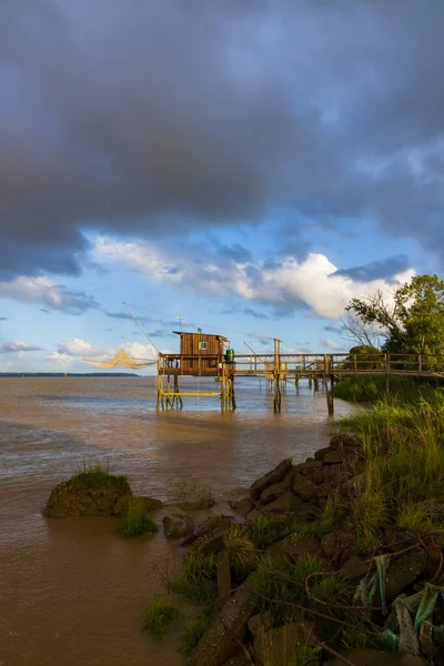 Capanna Pesca Tradizionale Sul Fiume Gironde Bordeaux Aquitania Francia — Foto Stock