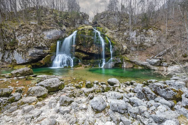 Водопад Вирье Slap Virje Триглавский Национальный Парк Словения — стоковое фото