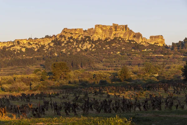 Średniowieczny Zamek Wieś Les Baux Provence Alpilles Mountains Prowansja Francja — Zdjęcie stockowe