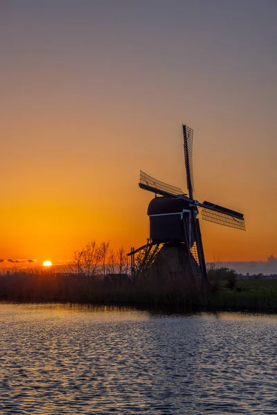 Sunset Windmill Broekmolen Molenlanden Nieuwpoort Netherlands — Stockfoto