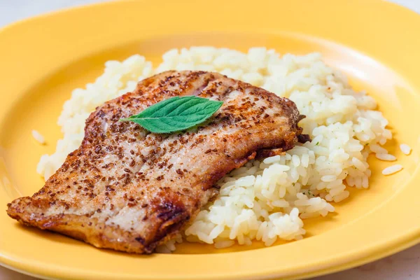 White Fish Cumin Served Rice — Stock Photo, Image