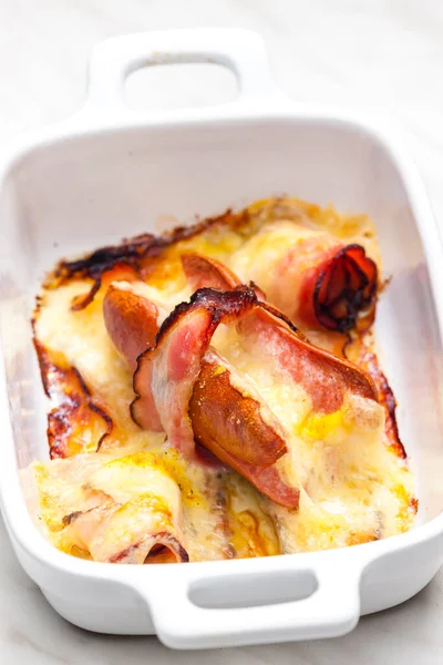 Wurst Bacon Baked Chedar Cheese — Stock Photo, Image