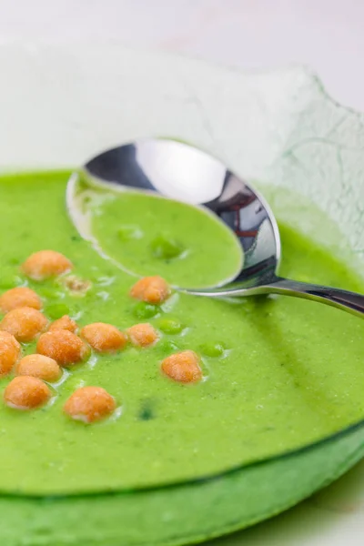 Green Peas Soup Fried Peas — Stock Photo, Image