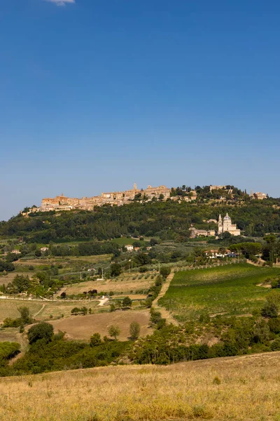 San Biagio Εκκλησία Και Παλιά Πόλη Montepulciano Τοσκάνη Ιταλία — Φωτογραφία Αρχείου