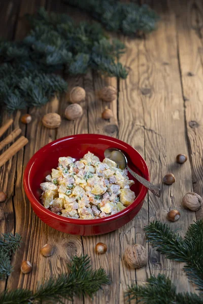 Traditional Czech Christmas Potato Salad — Stock Photo, Image