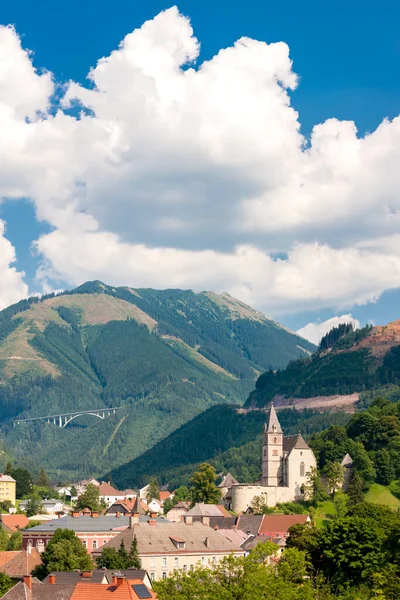 Stare Miasto Eisenerz Pobliżu Kopalni Żelaza Erzberk Styria Austria — Zdjęcie stockowe