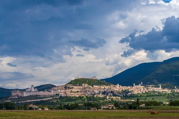 Panoramautsikt Över Assisi Gamla Stan Provinsen Perugia Umbrien Regionen Italien — Stockfoto