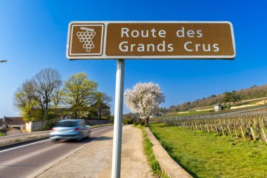 Beaune, Burgundy, Fransa yakınlarındaki Şarap Yolu (Grands Crus Yolu)