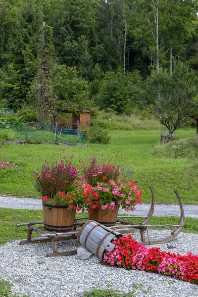 Floral Decoration Countryside Alps Switzerland — Stock Photo, Image