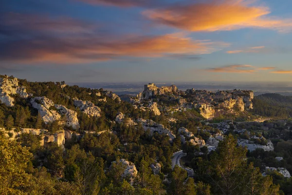 Středověký Hrad Vesnice Les Baux Provence Alpilles Mountains Provence Francie — Stock fotografie