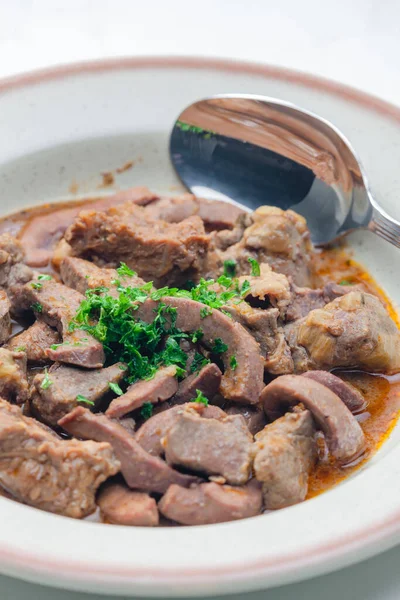 Stew Meat Livers Kidneys — Stock Photo, Image