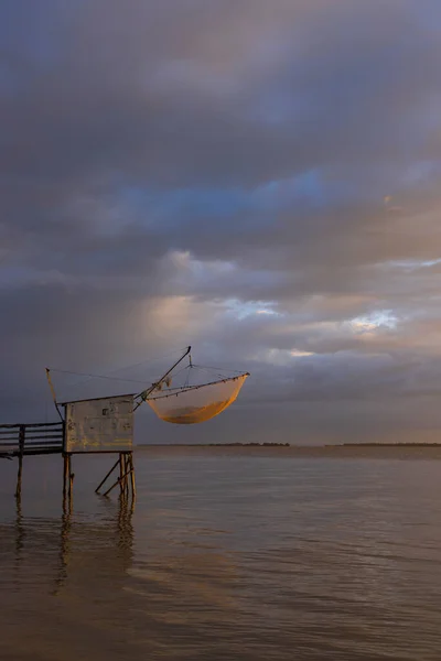 Cabana Pesca Tradicional Rio Gironde Bordéus Aquitânia França — Fotografia de Stock
