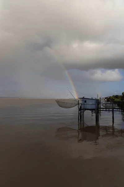 Cabana Pesca Tradicional Rio Gironde Bordéus Aquitânia França — Fotografia de Stock