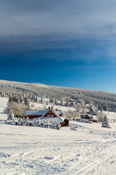 Winter landscape around Mala Upa, Giant Mountains (Krkonose), Northern Bohemia, Czech Republic