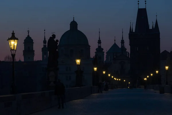 Charles Bridge Sunrise Praga República Checa — Fotografia de Stock